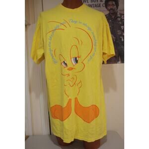 vintage tweety bird tee 90s warner bros graphic yellow y2k cartoon shirt xl
